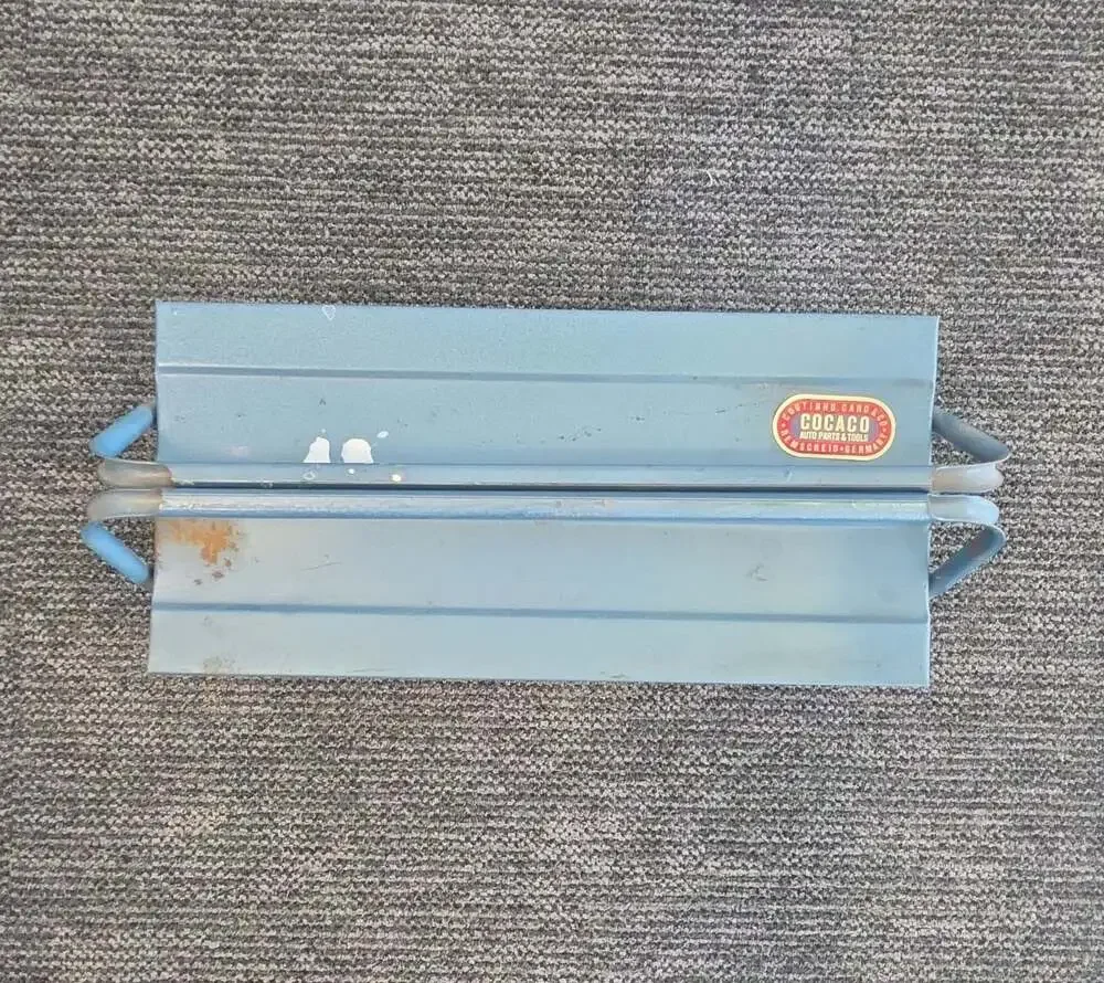 Vintage Cocaco Coutinho Carda & Co. Blue Cantilever Metal Tool Box